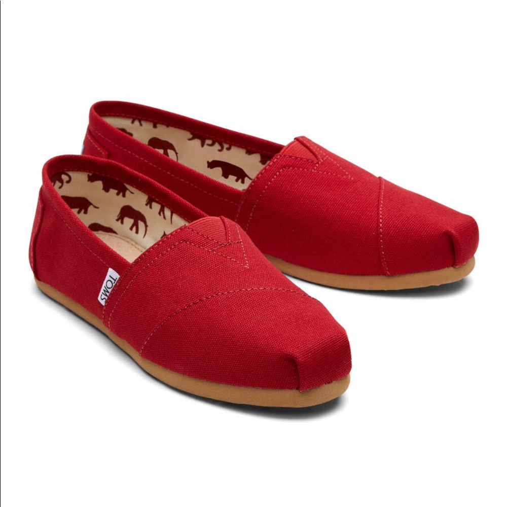 NWOT Toms red canvas shoes - Picture 11 of 16